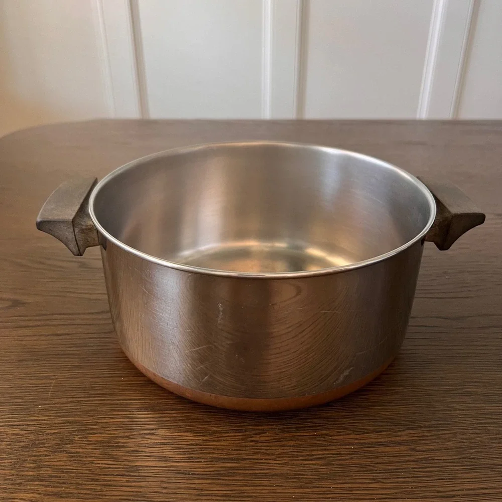 Revere Ware 4 1/2 Qt Stock Pot Copper Clad Bottom Stainless Steel Clinton IL USA